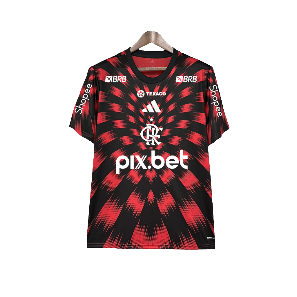 Camiseta Flamengo 25/26 Pre-Partido - Todos los Patrocinios - Versión Aficionado