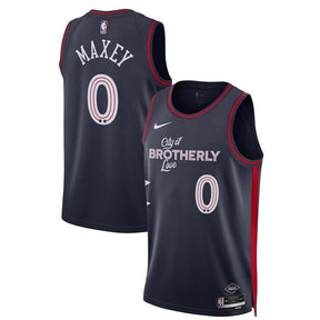 Camiseta NBA Tyrese Maxey - Philadelphia 76ers - 23/24 - Azul Marino - Edición Ciudad